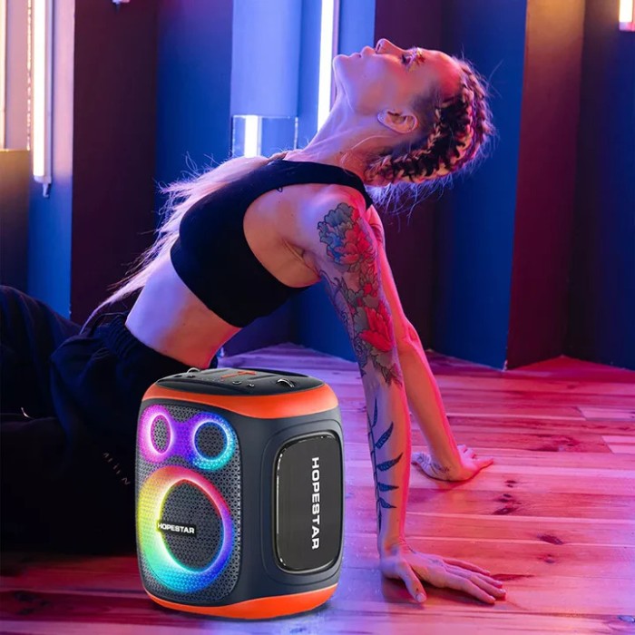 Boxă Portabilă Hopestar Party130, 120W, 2 Microfoane Wireless, Negru