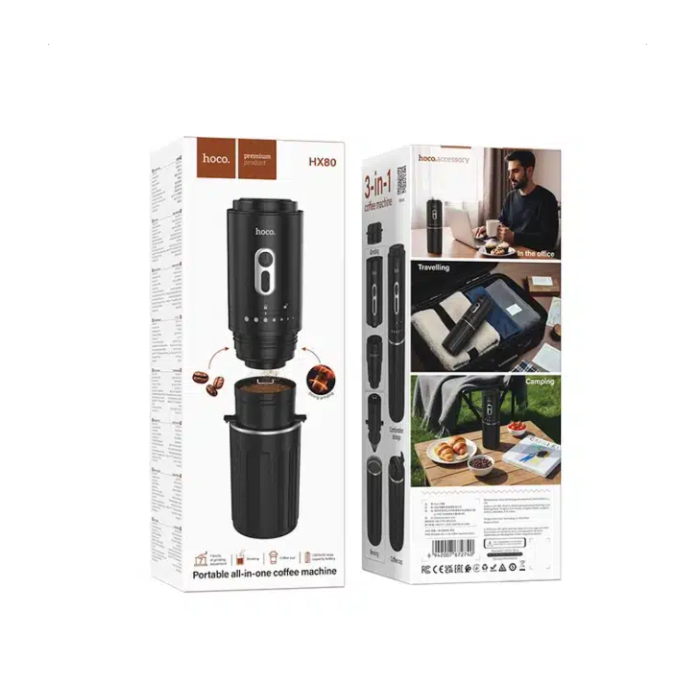 Espressor portabil multifuncțional Hoco HX80, Negru