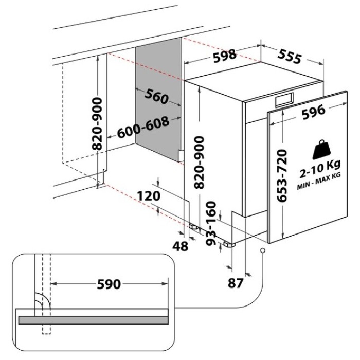 Maşină de spălat vase încorporabilă Whirlpool WIO 3O540 PELG, Argintiu