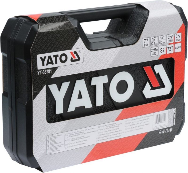 Set YATO YT-38781 Chei tubulare cu antrenor (77 buc)